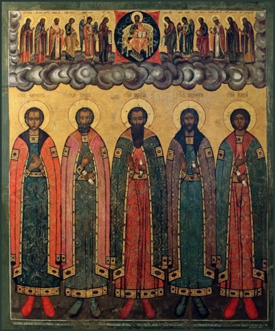 Преподобные Никита, Кирилл, Никифор, Климент и Исаакий, братья Алфановы (Сокольницкие) в Новгороде