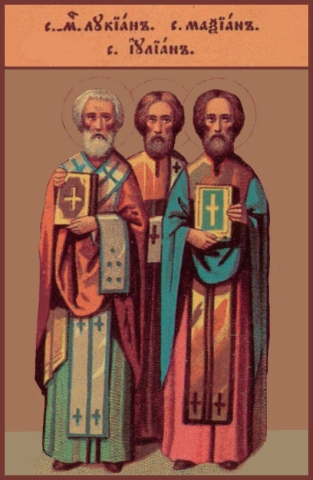 Сщмчч. Лукиан, епископ, Максиан, пресвитер, Иулиан, диакон, Маркеллин и Сатурнин в Бельгии