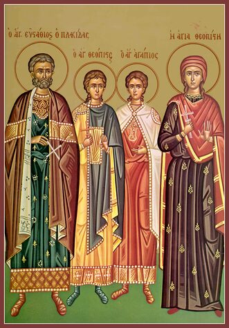 Вмч. Евстафия Плакиды, жены его Феопистии и чад их Агапия и Феописта (ок. 118)
